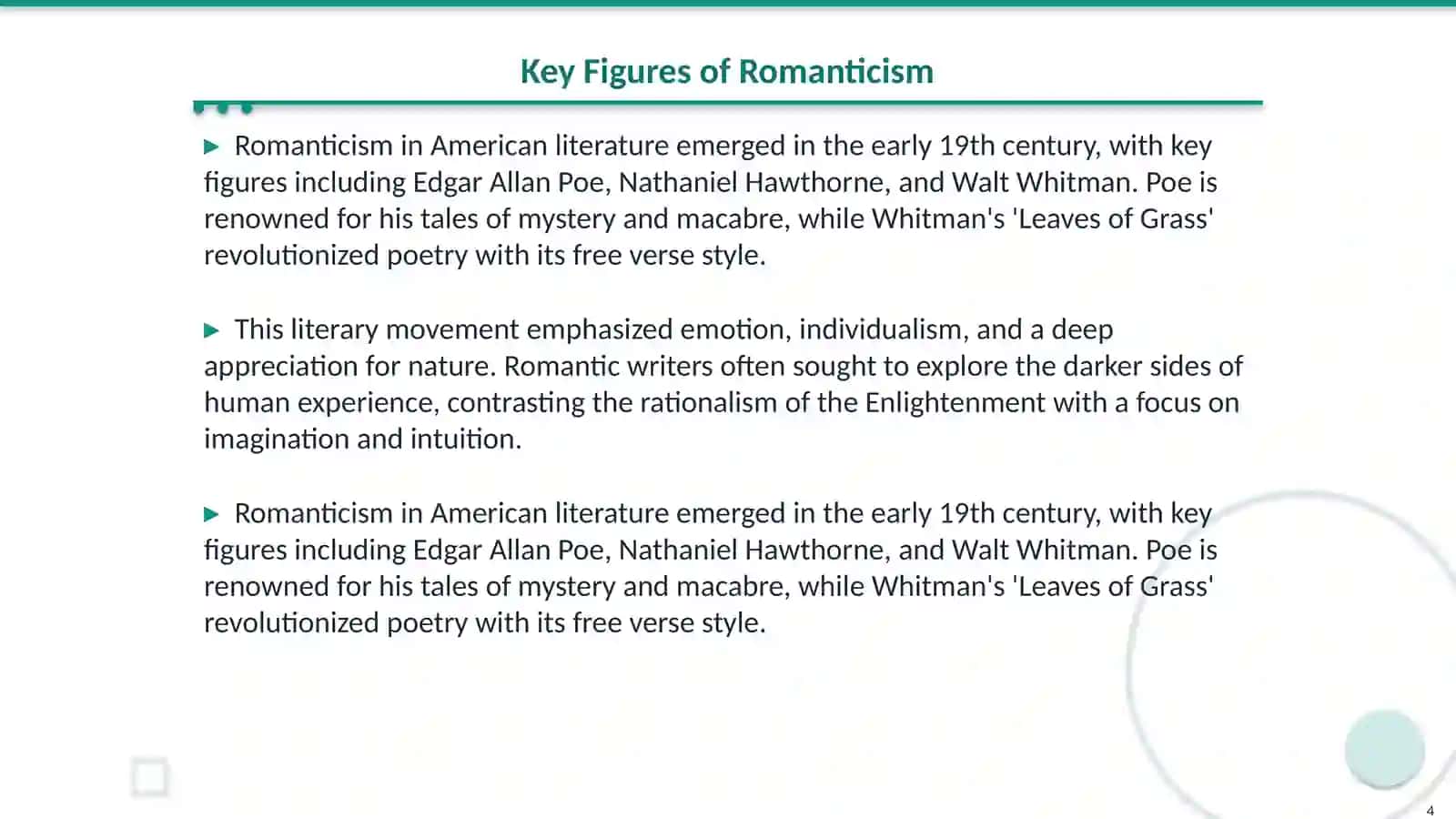 American literary periods and its leading trends 4