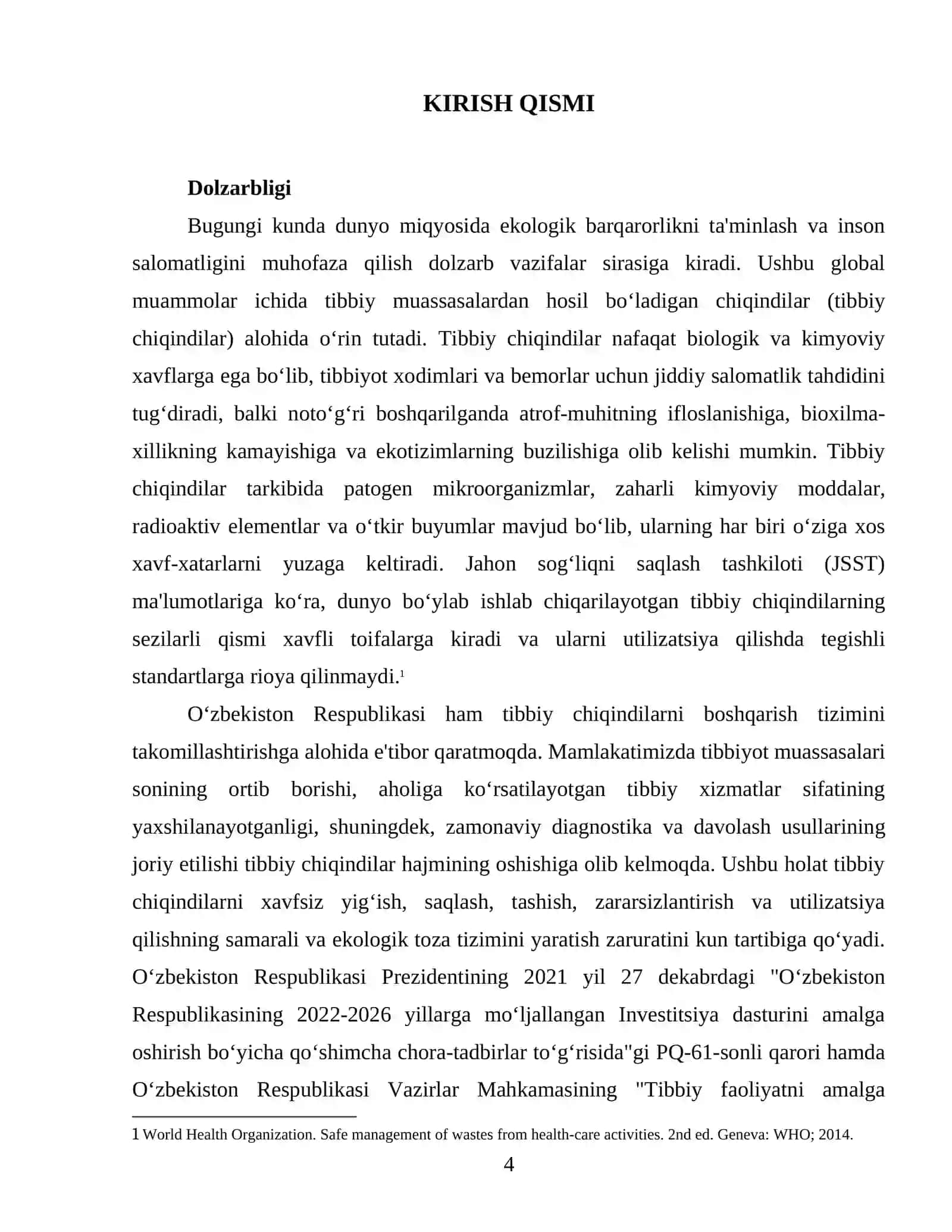 Tibbiy chiqindilar va ularning atrof-muhitga ta’sirini o‘rganish (termiz shahri misolida) mаvzusidа 4