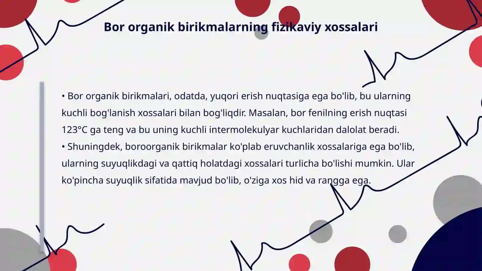 Bor organik birikmalarning xossalari 4