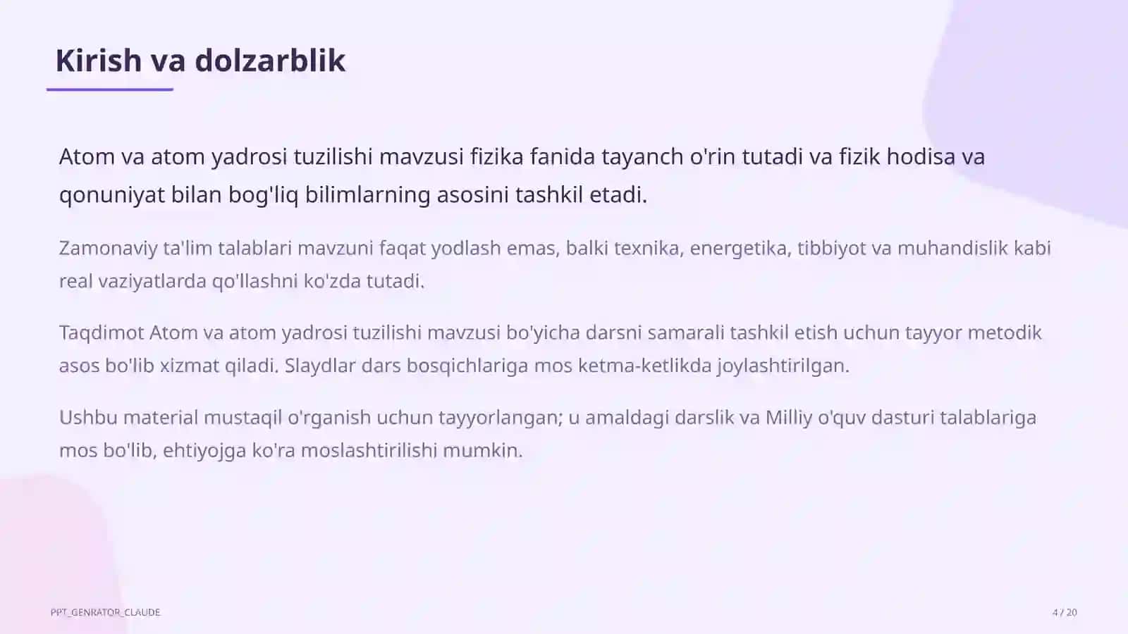 Atom va atom yadrosi tuzilishi (11-sinf) 4