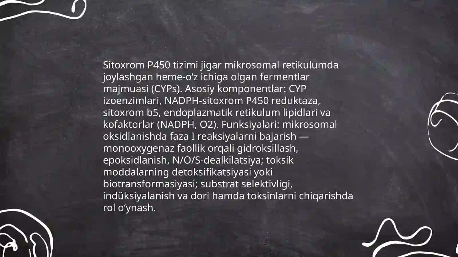 Jigar biokimyosi toksik moddalarni zararsizlantirish yoʻllari.mikrosomal oksidlanish va konyugatsiya 4
