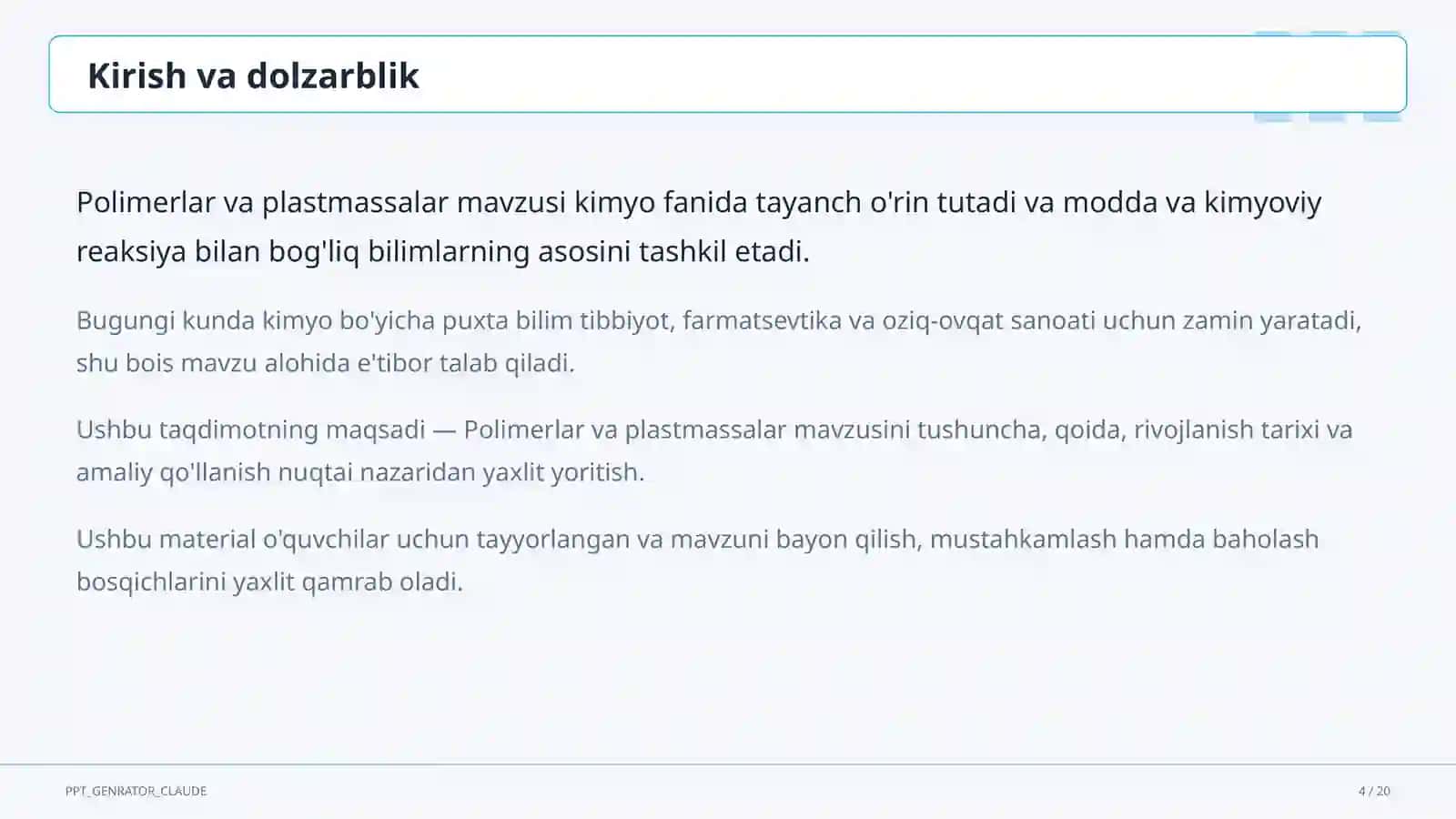 Polimerlar va plastmassalar (11-sinf) 4