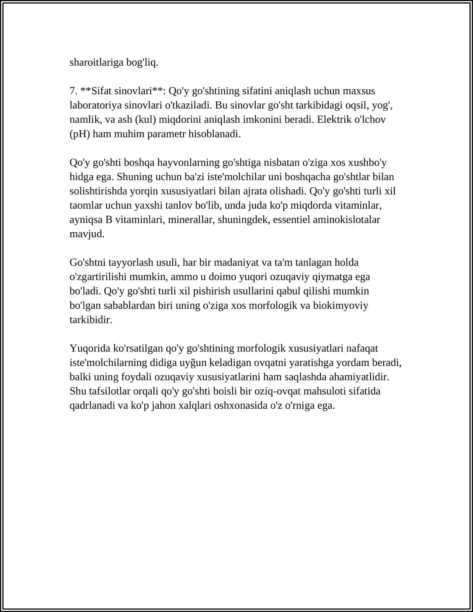 QO'Y VA ECHKI GO'SHTLARI ( NIMTALARINING) MORFOLOGIK VA KIMYOVIY TAKIBI 4