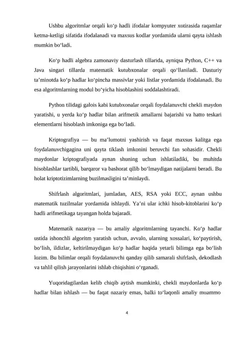 Modulyar Ko'paytirshda barqarorlikni oshirish uchun optemallshtirish metudlari va uning dasturiy ta'minodini ishlab chiqish 4