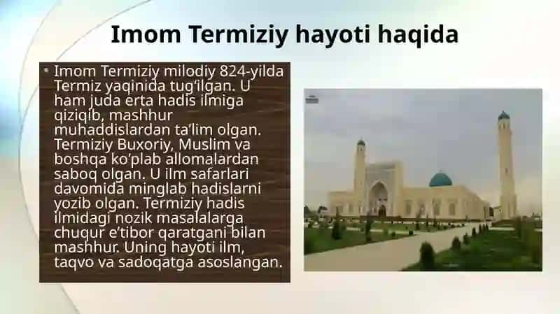 Imom Buxoriy va Imom Termiziy hadis ilmiga qo'shgan hissasi 4