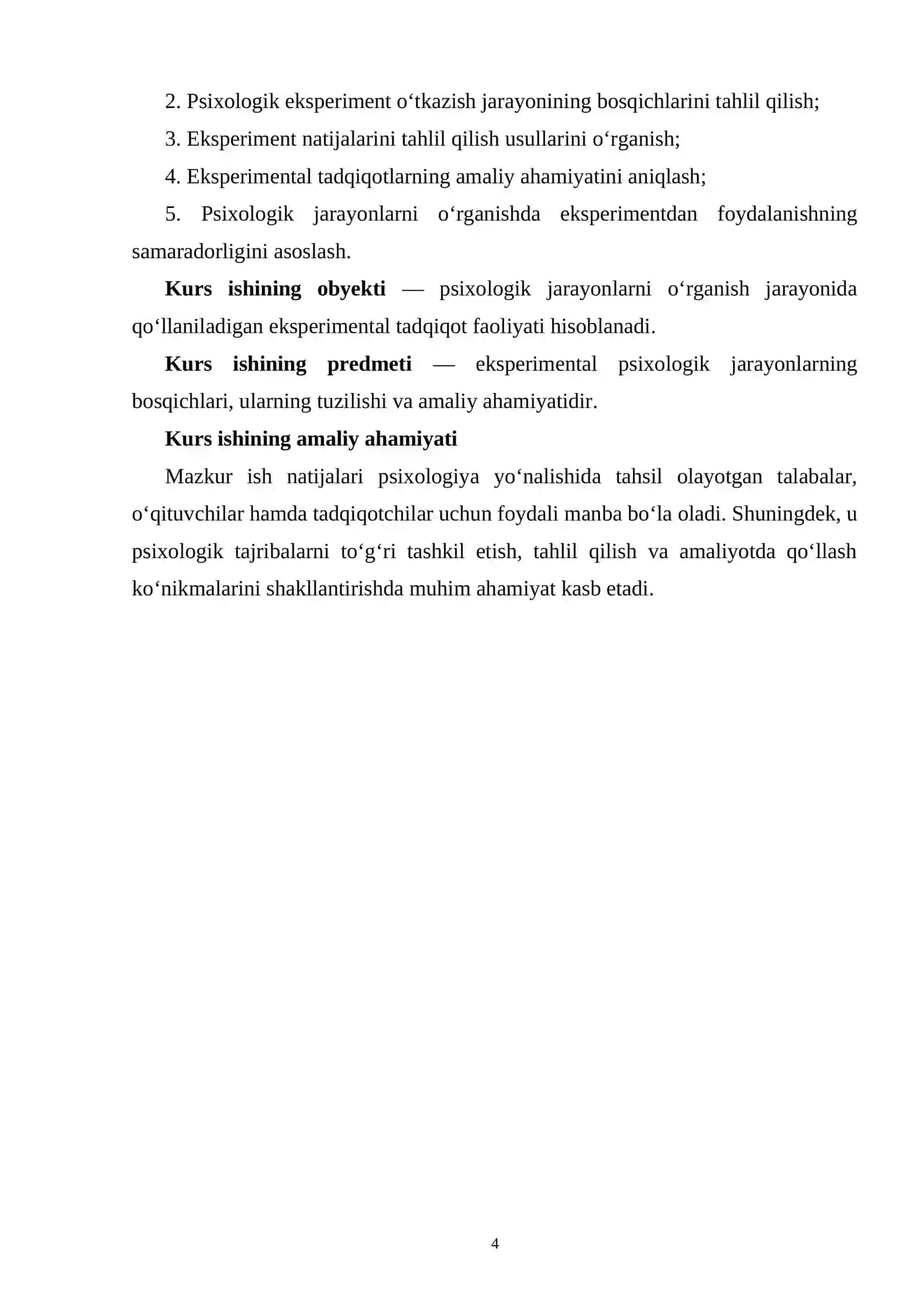 Eksperimental psixologik jarayonlar bosqichlari 4