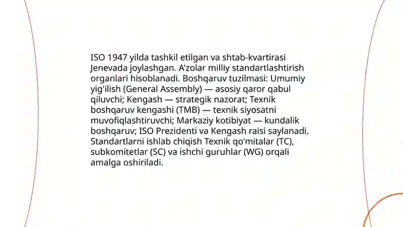 Xalqaro standarlashtirish tizimi(ISO) va uning xalqaro hamkorliklarni rivojlantirishdagi ahamiyati 4