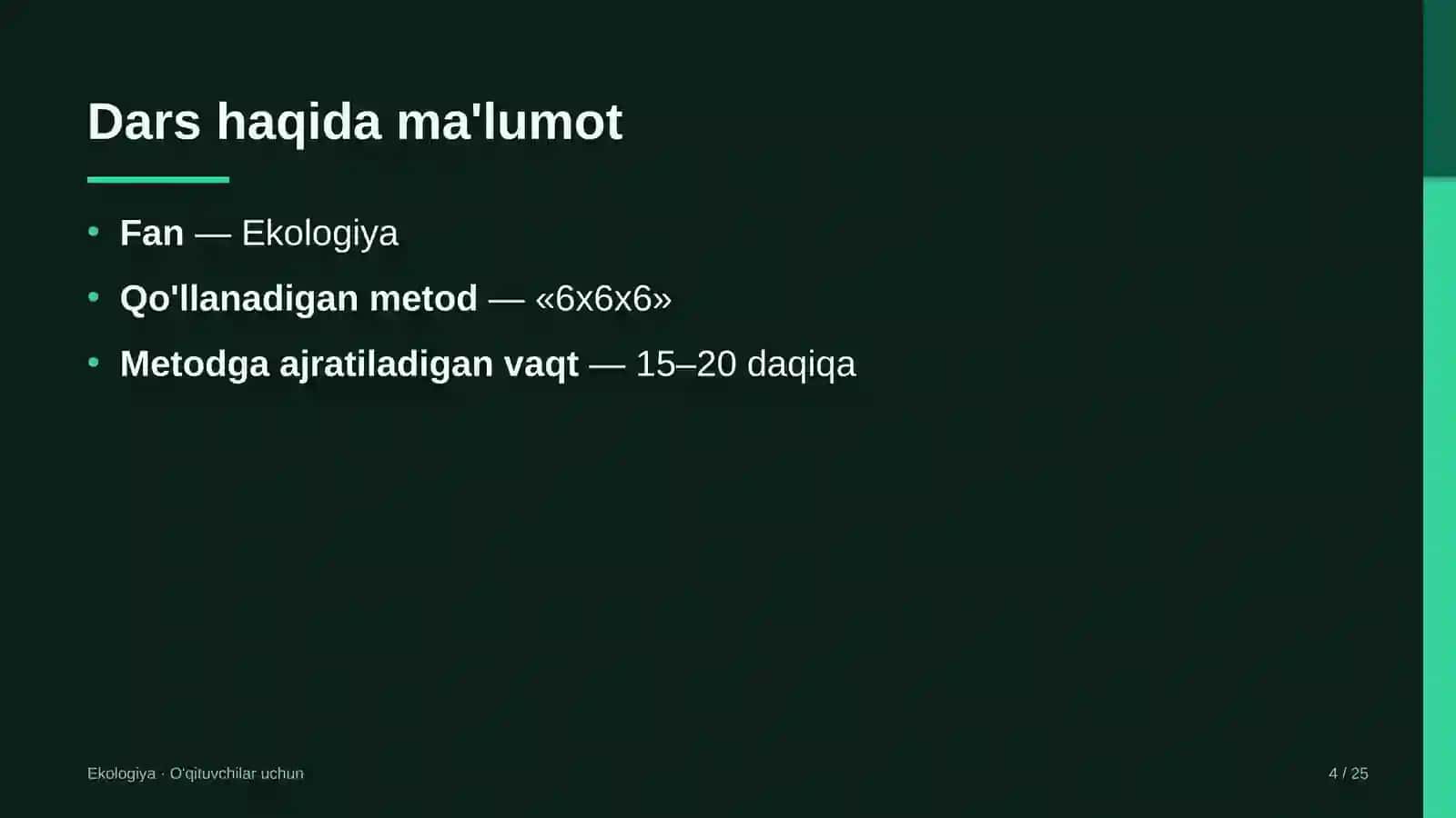 ekologiya darslarida 6x6x6 metodidan foydalanish 2335 4