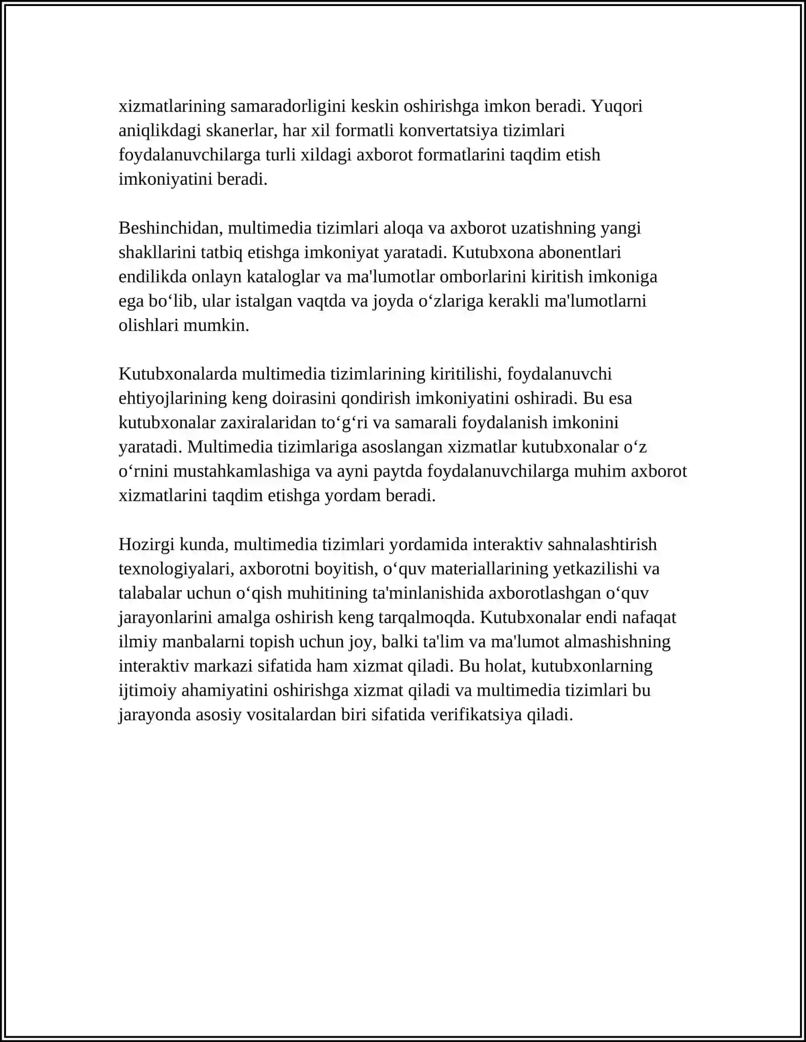 KUTUBXONA-AXBOROT MUASSASALARIDA MULTIMEDIA TIZIMLARIDAN FOYDALANISH 4