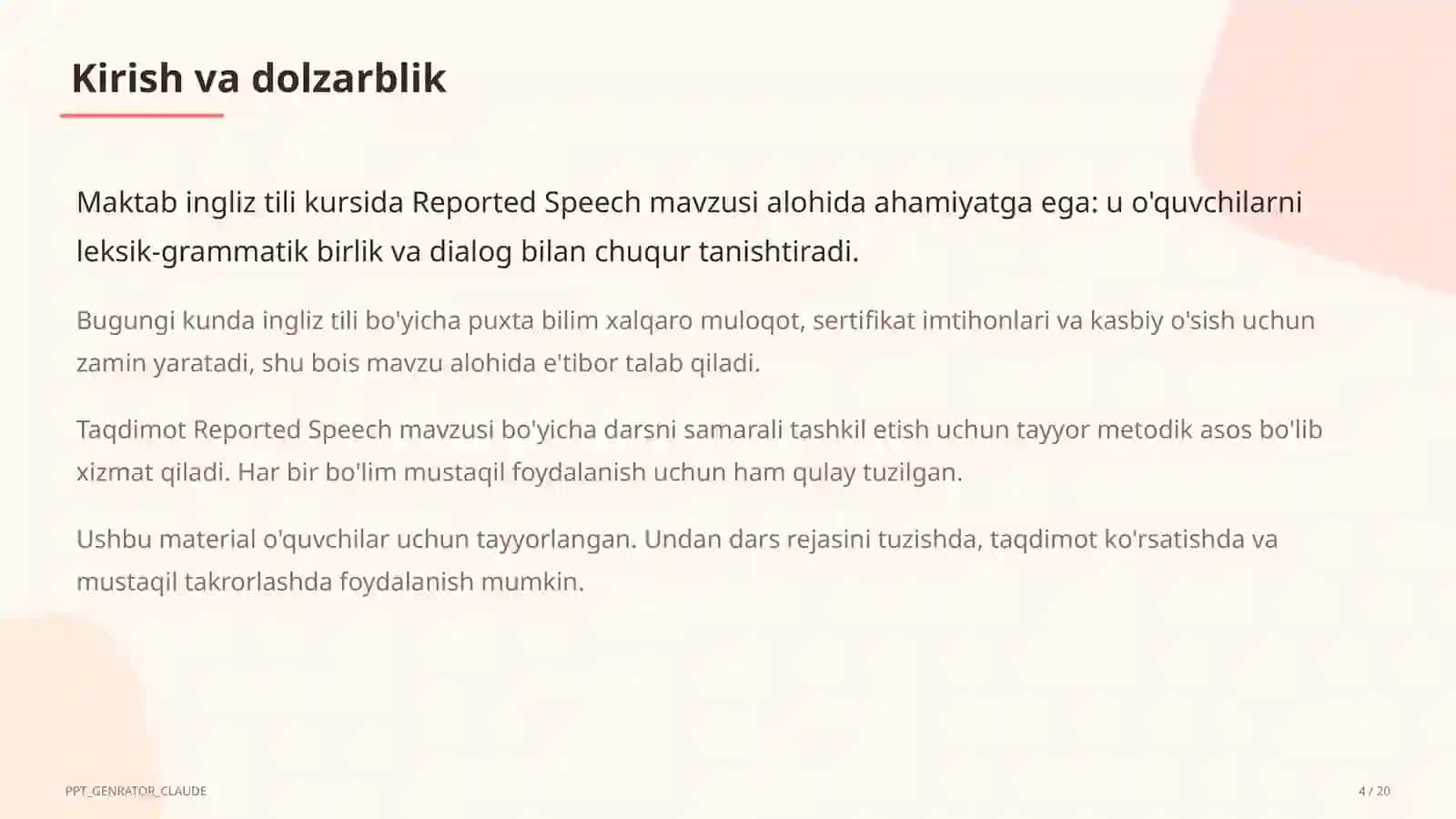 Reported Speech (9-sinf) 4