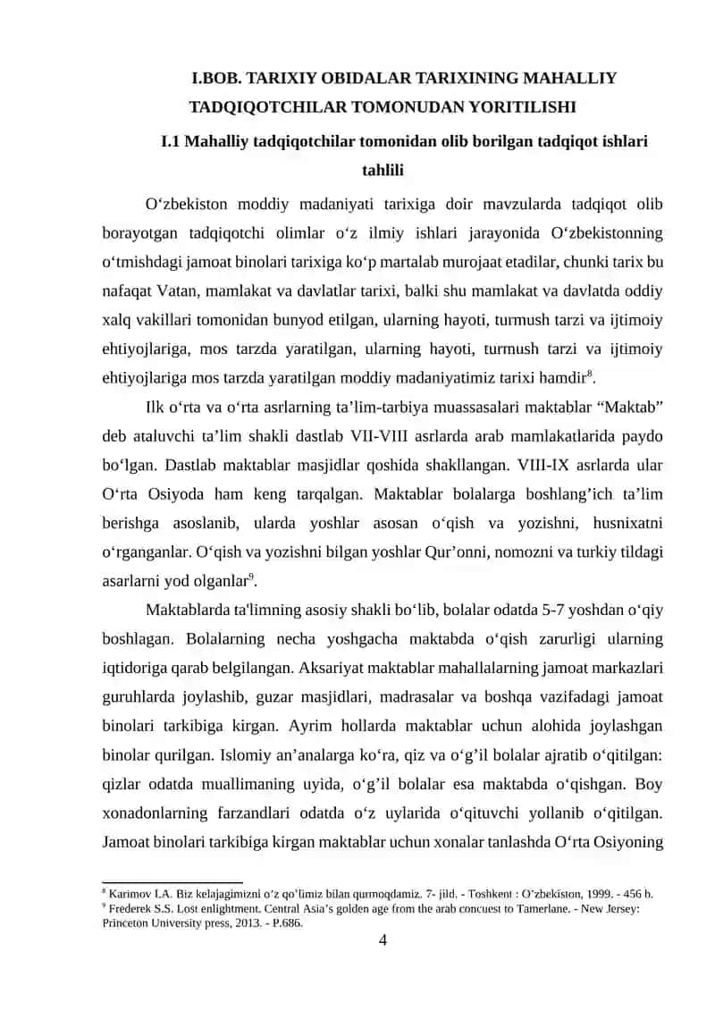 TARIXIY OBIDALAR TARIXINING MAHALLIY TADQIQOTCHILAR TOMONIDAN YORITILISHI 4