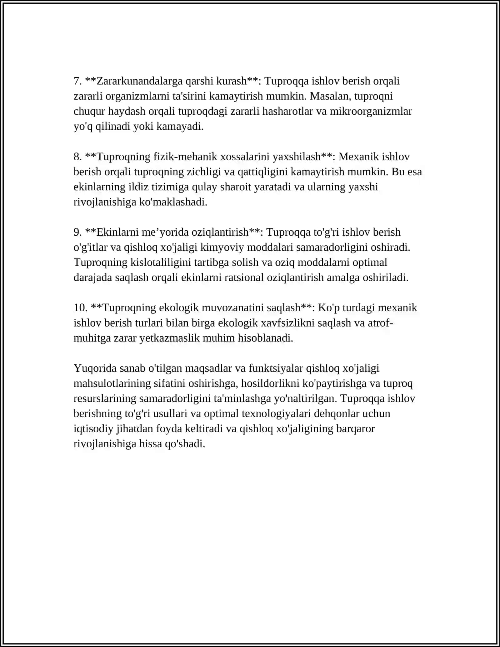 Tuproqqa ishlov berishning asosiy maqsadlari 4