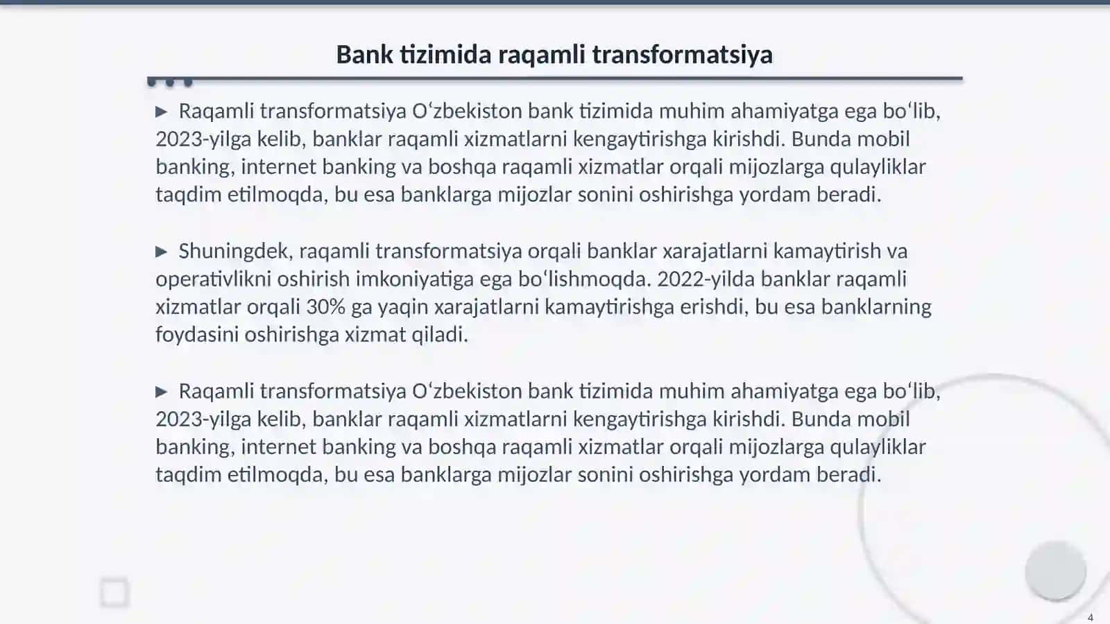 O‘zbekistonda bank tizimini takomillashtirish yo‘llari 4