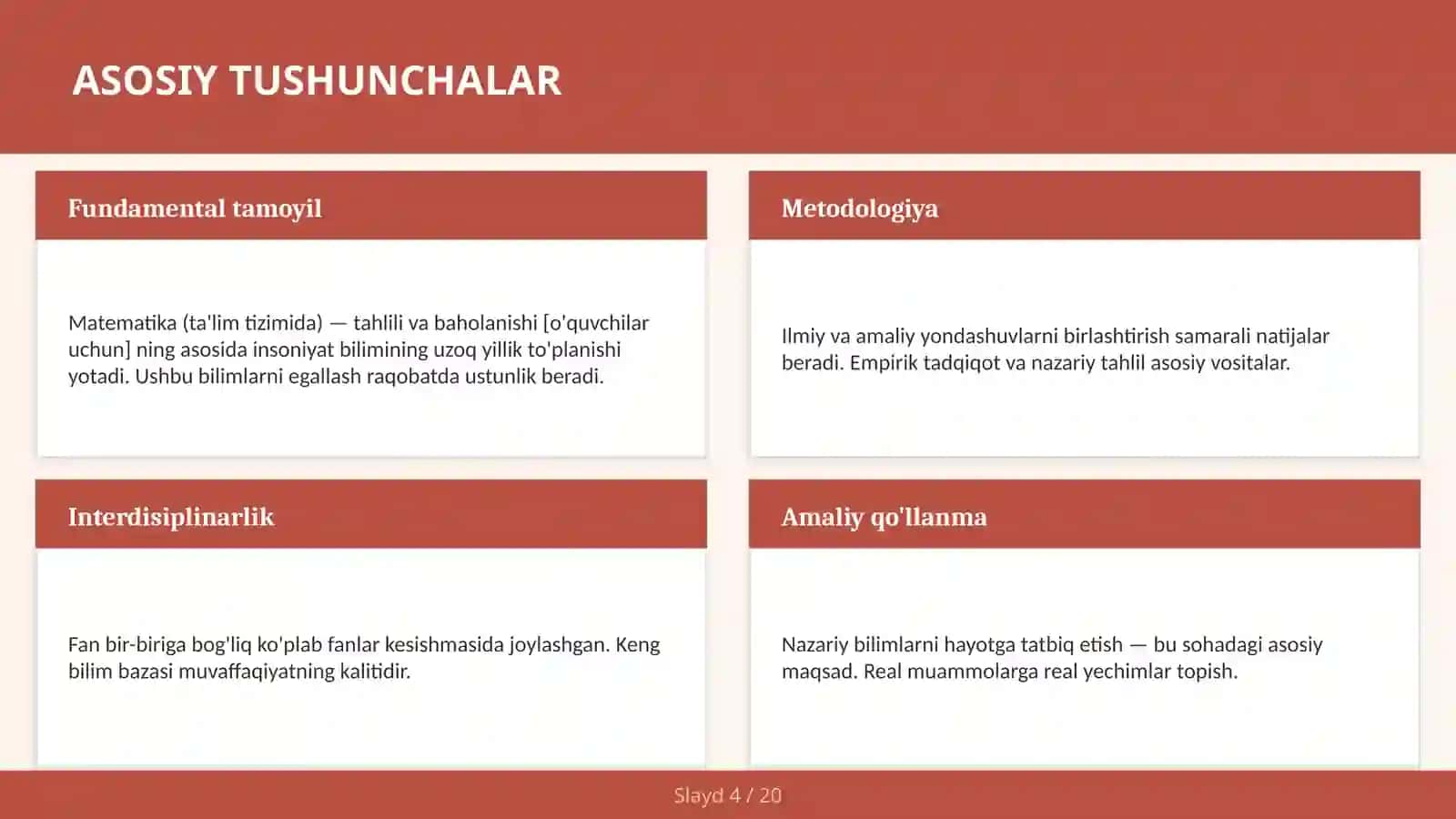 Matematika (ta'lim tizimida) — tahlili va baholanishi [o'quvchilar uchun] 4