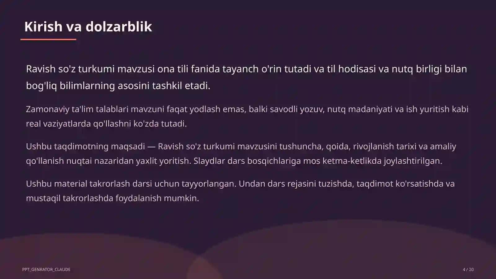Ravish so'z turkumi (7-sinf) 4