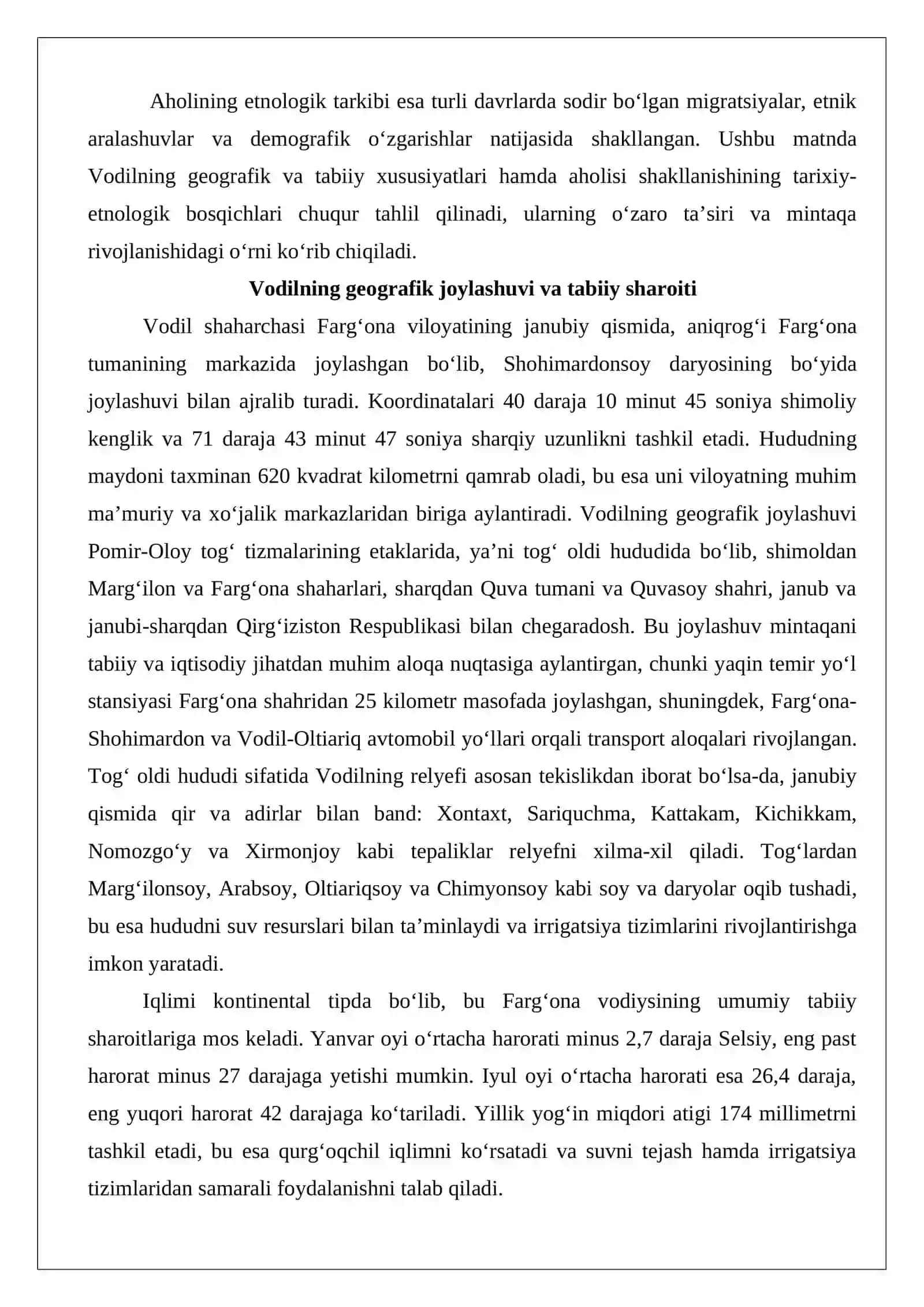 Vodil geografik joylashuvi va aholisi etnologik tarixi 4
