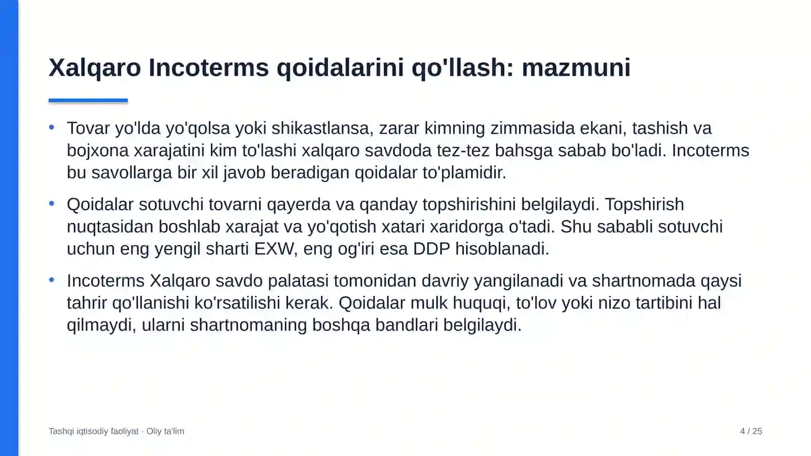 Kitob do'konlarida xalqaro Incoterms qoidalarini qo'llash 4