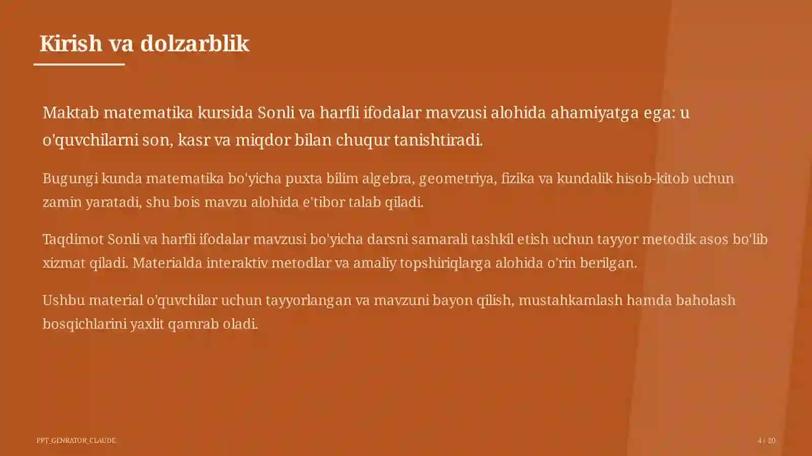 Sonli va harfli ifodalar (5-sinf) 4