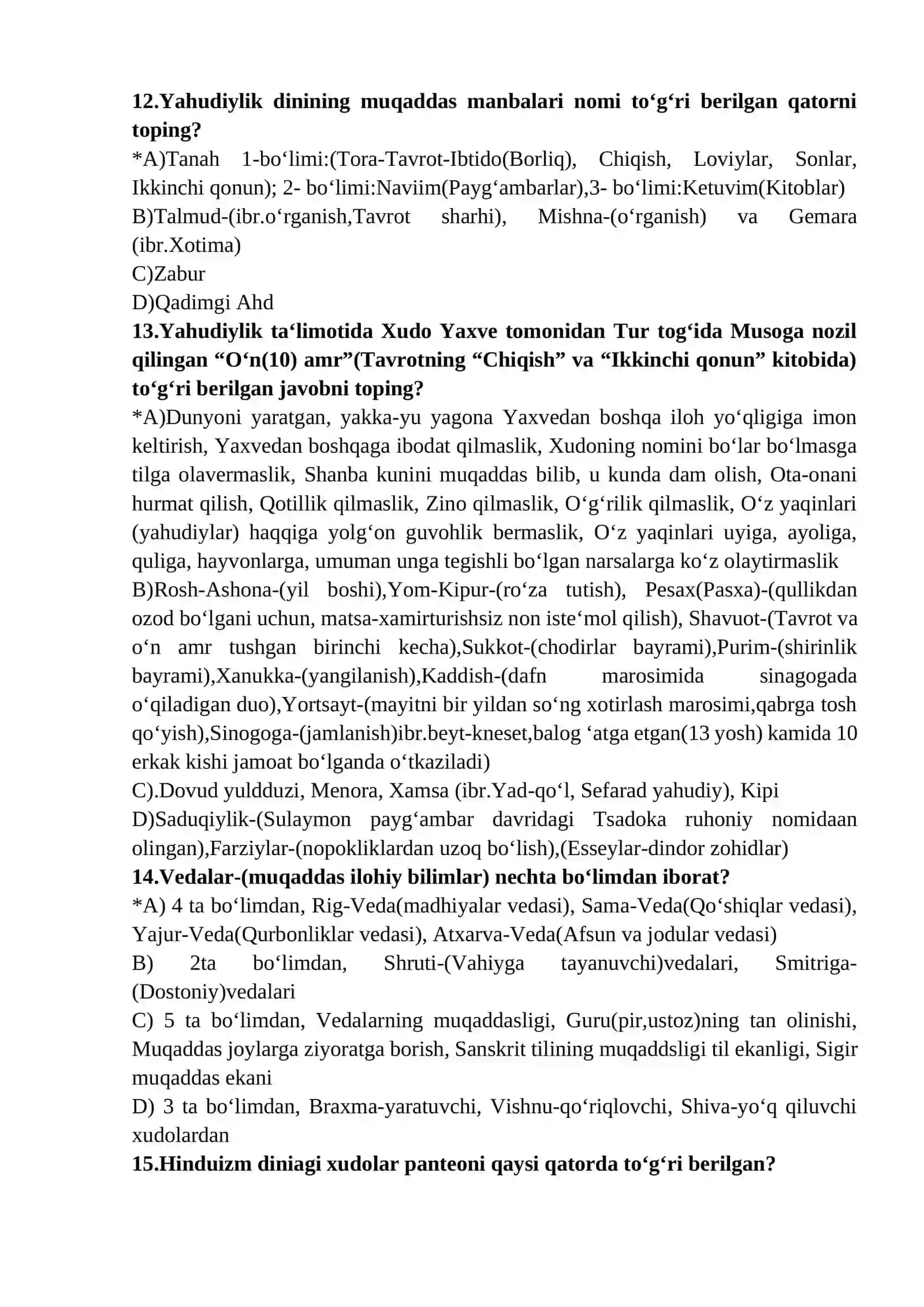 Dinshunoslik testlar bazasi 4