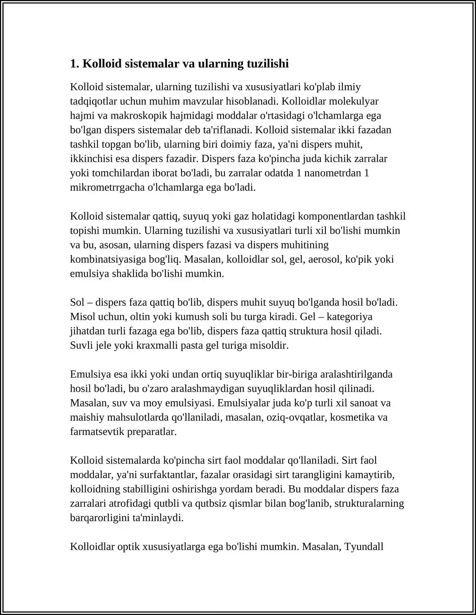 Kolloid sistemalarni dIALIZ yo'LI BILAN TOZALASH. GEMODIALIZNI O'TKAZISHDA KIMYONING AHAMIYATI 4