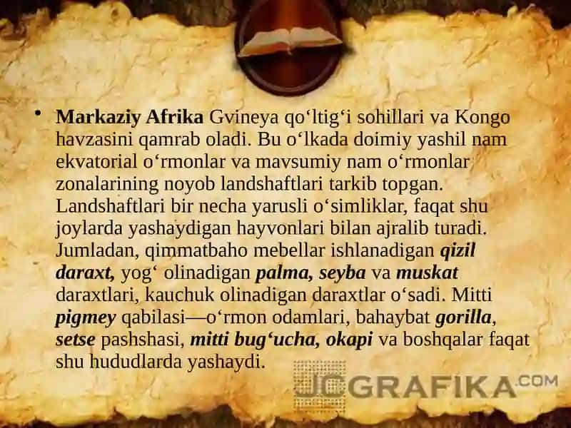 Shimoliy Afrika Tabiiy Geografik sharoitlar 4