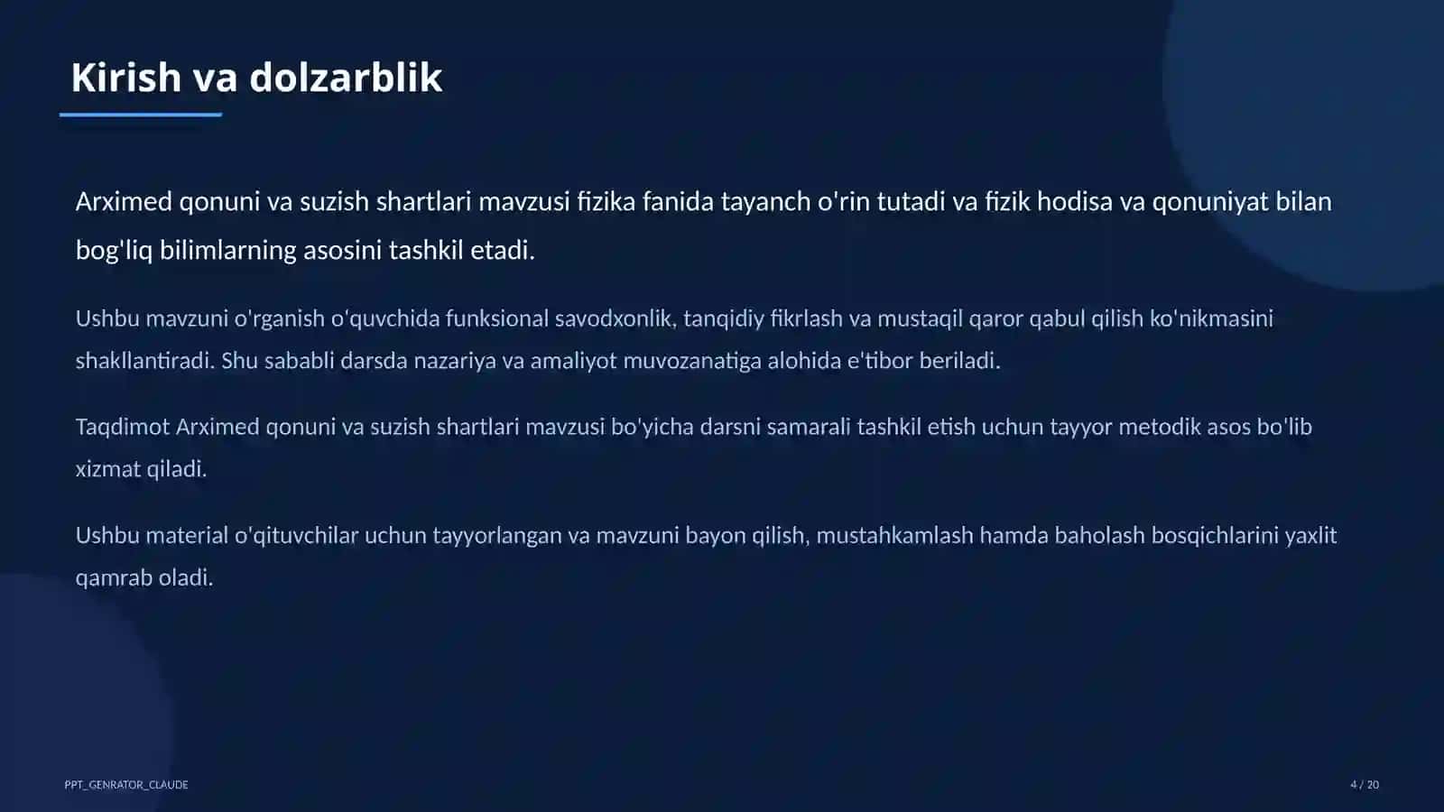 Arximed qonuni va suzish shartlari (7-sinf) 4