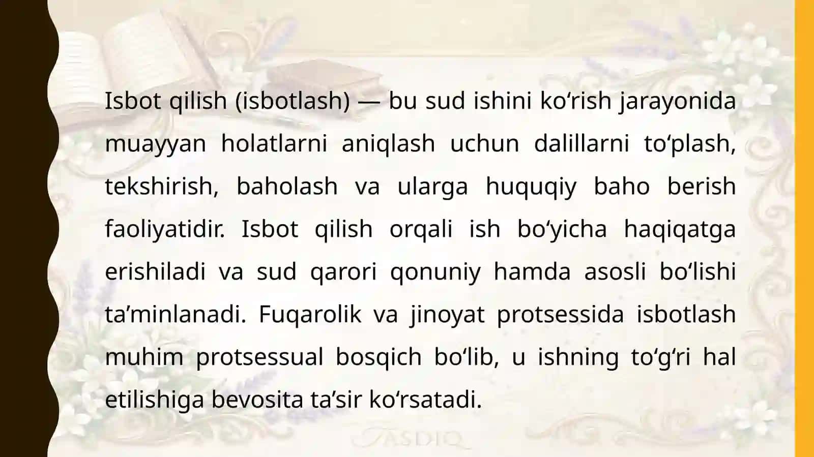 Isbot qilishning umumiy shartlari 4
