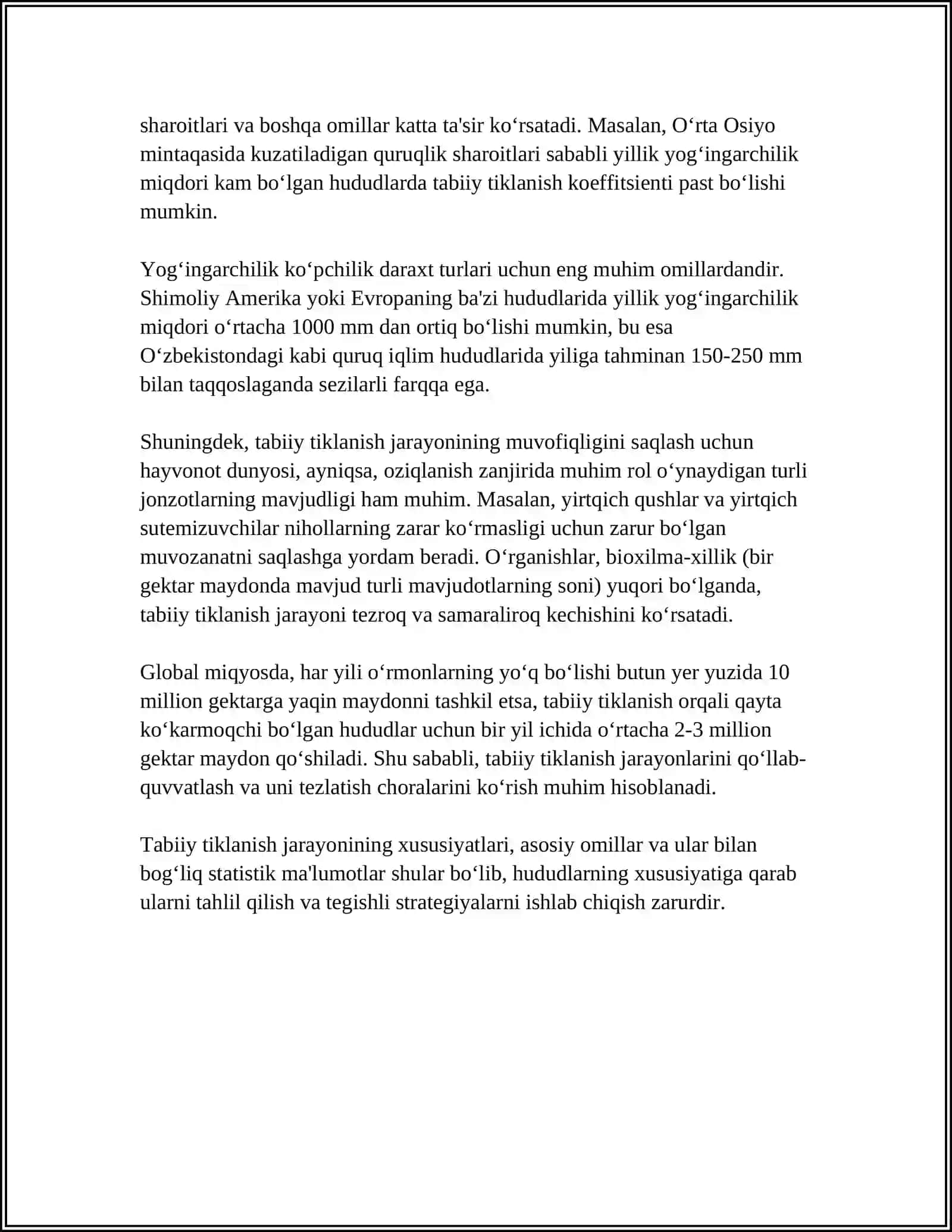 OʻRMONNING VEGETATIV TABIIY TIKLANISHINI BAHOLASH PRINSIPLARI 4