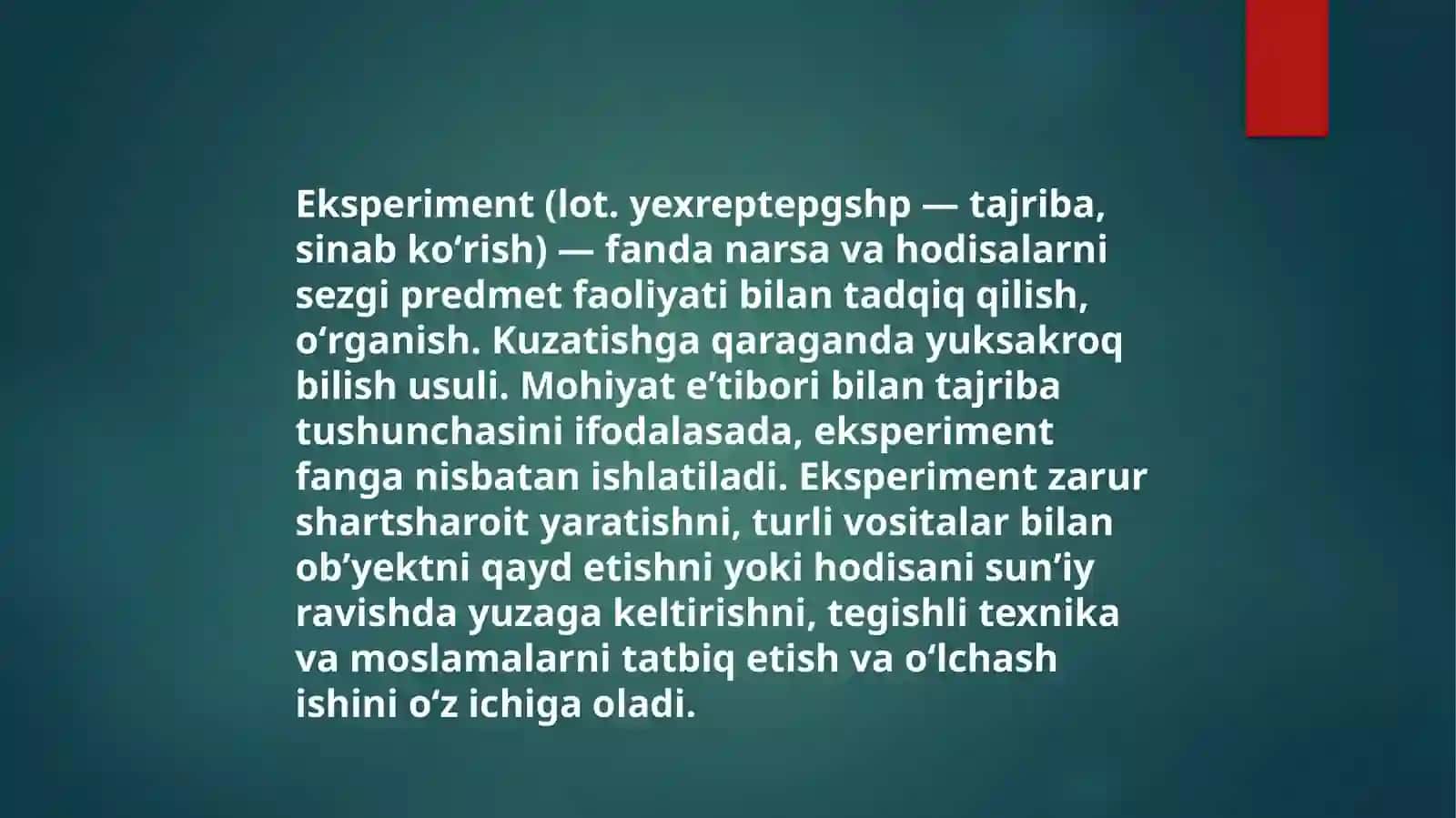 Eksprement tushunchasi, bosqichlari va uni rejalashtirish 4