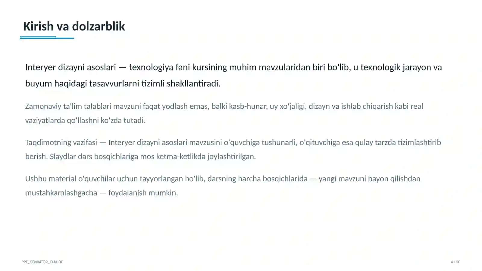 Interyer dizayni asoslari (8-sinf) 4