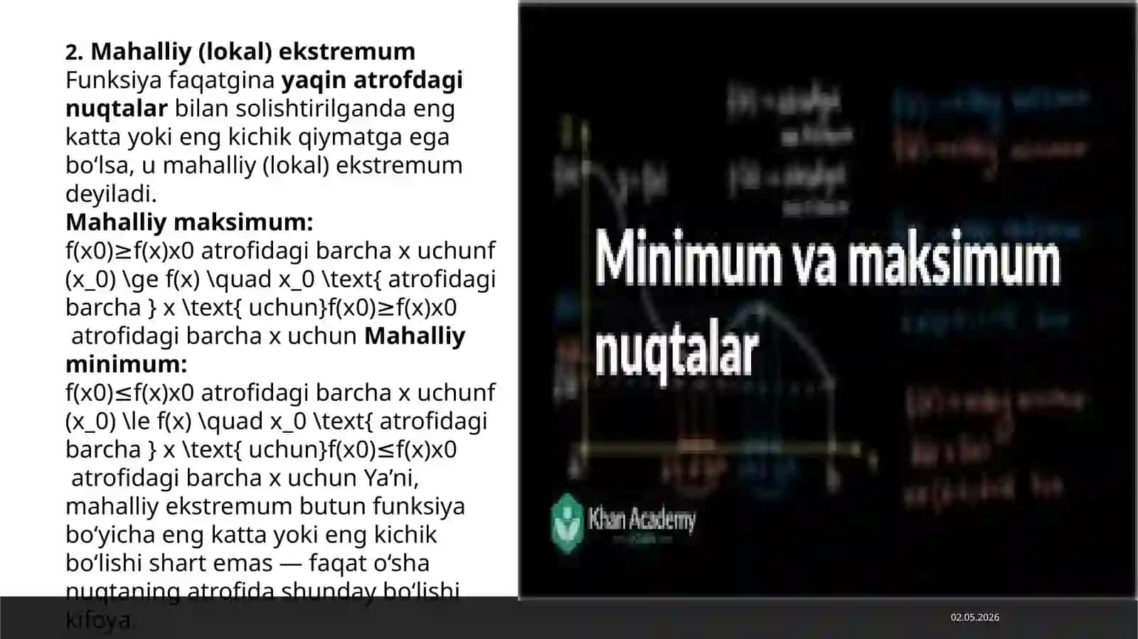 Funksiyaning maksimum va minimumi 4