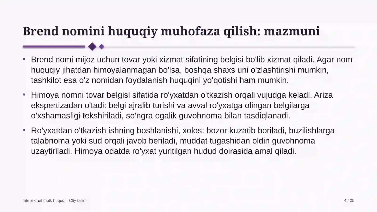 xo'jalik mollari do'konlarida brend nomini huquqiy muhofaza qilish 5947 4