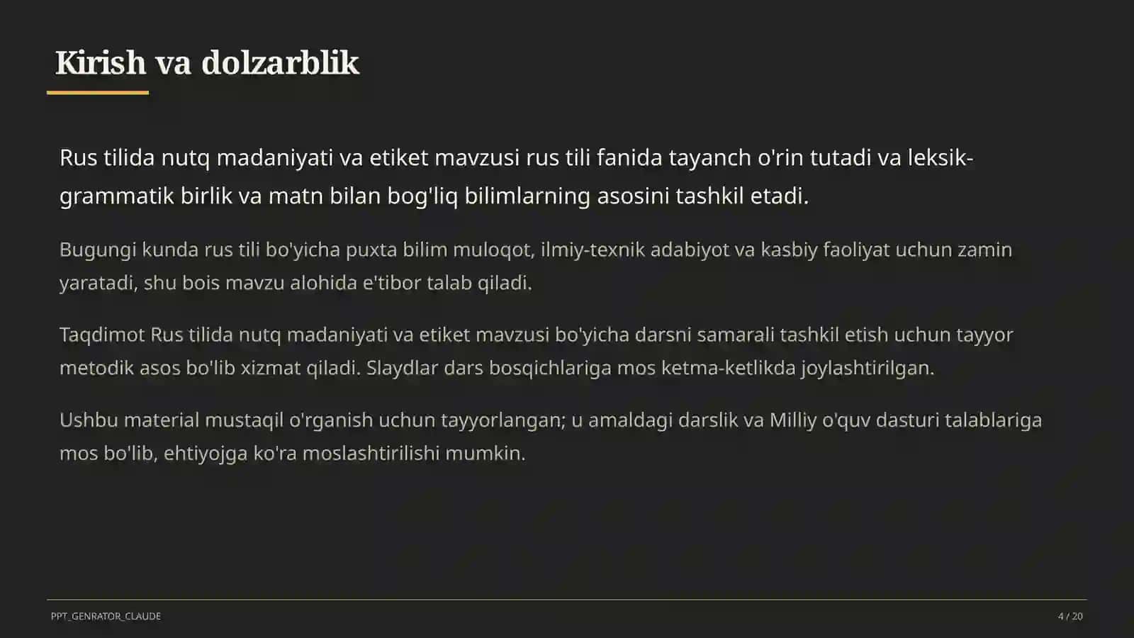 Rus tilida nutq madaniyati va etiket (11-sinf) 4