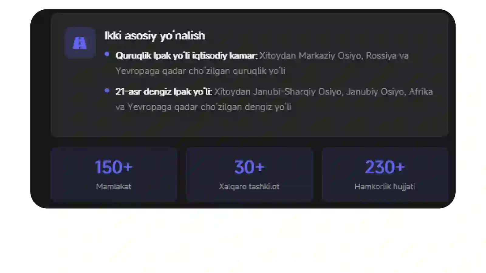 Bir Makon Bir Yoʻl Loyihasi 4