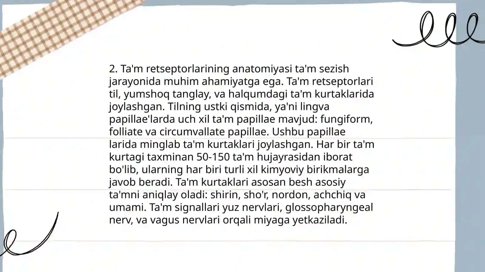 Og’iz sohasining sezuvchi retseptorlari va ularning fiziologik ahamiyati 4