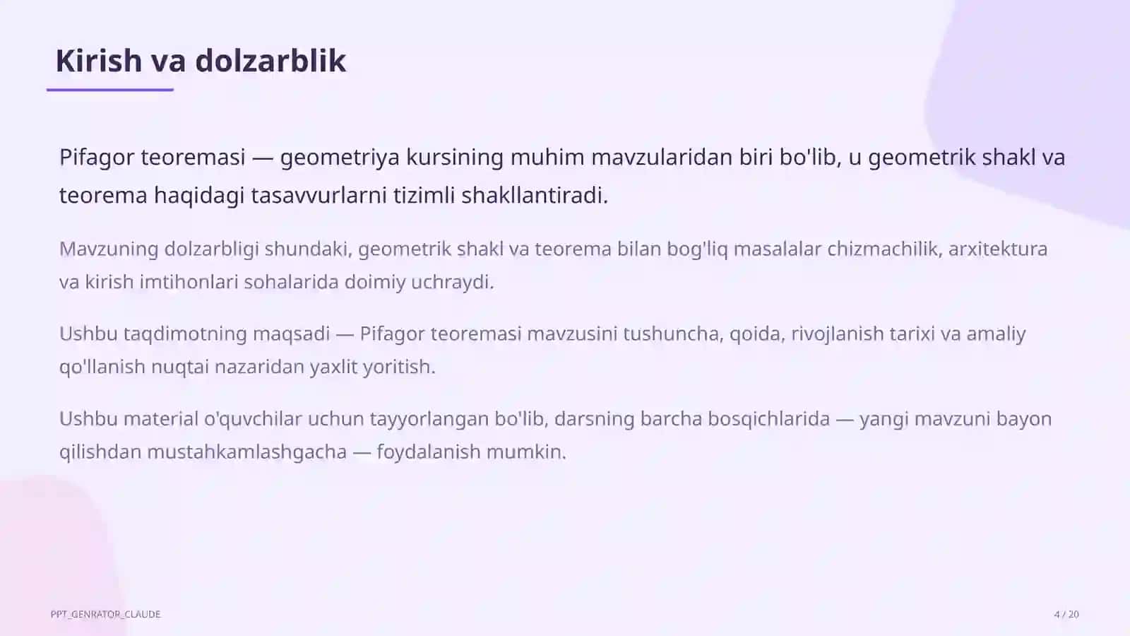 Pifagor teoremasi (8-sinf) 4