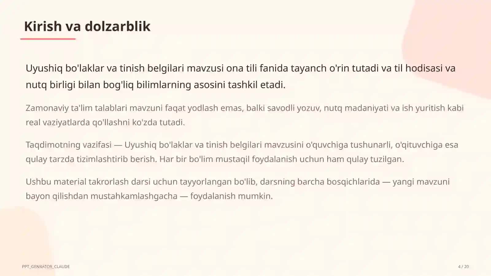 Uyushiq bo'laklar va tinish belgilari (8-sinf) 4