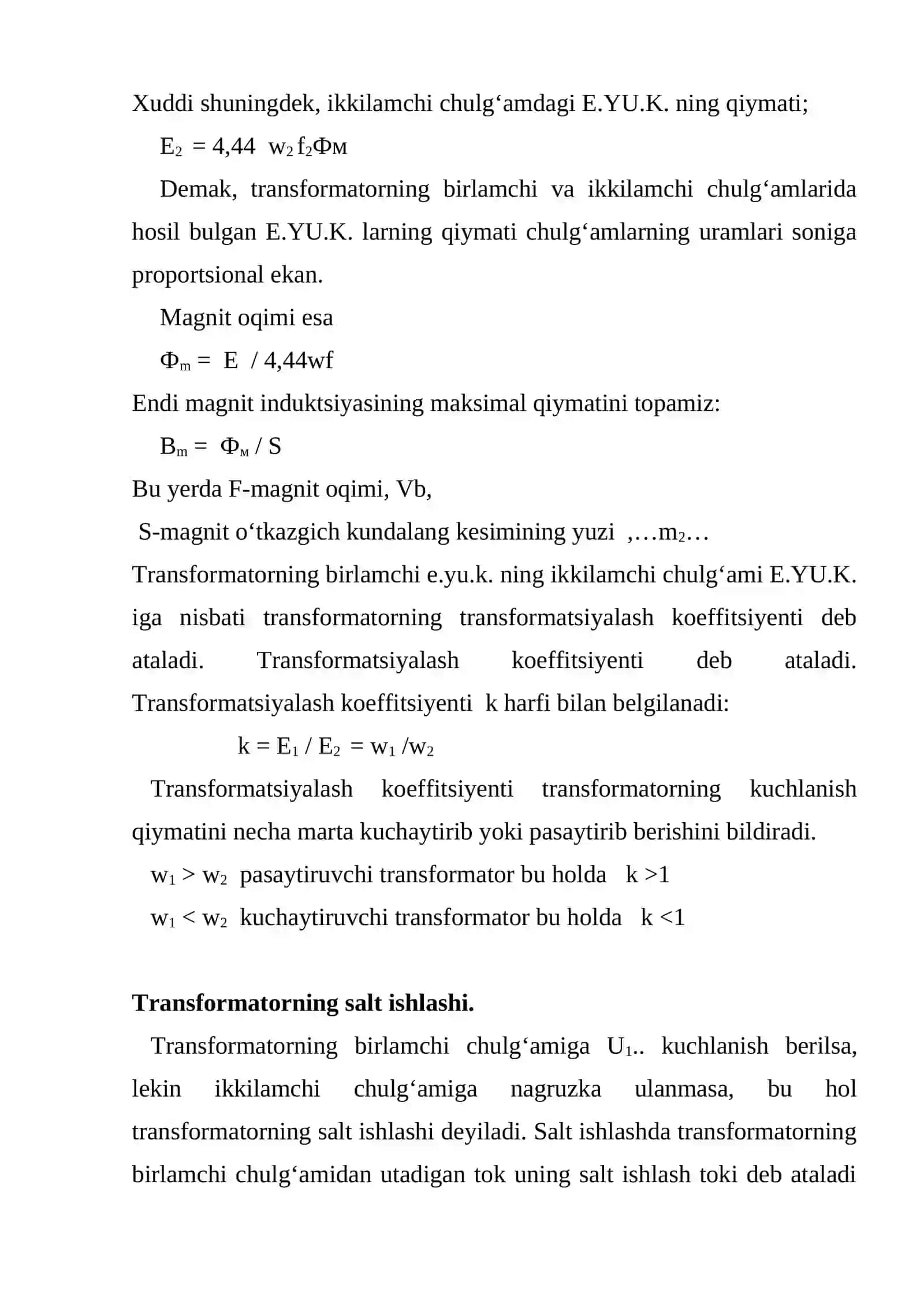 Transformatorlarning asosiy parametrlari va tavsiflari 4