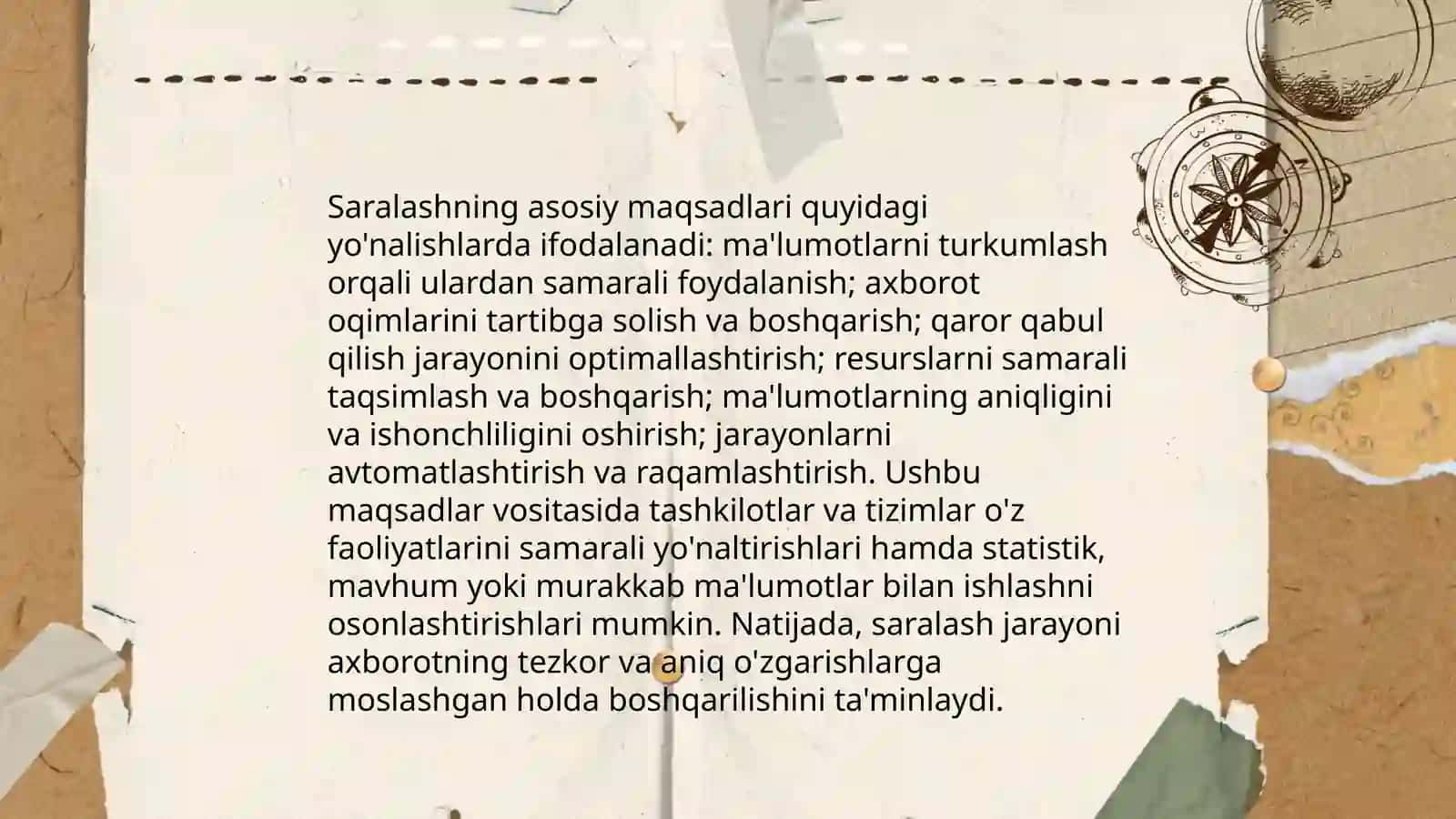 Ma'lumotlarni saralash algaritimlari.Saralash tushinchasi va uning vazifasi 4