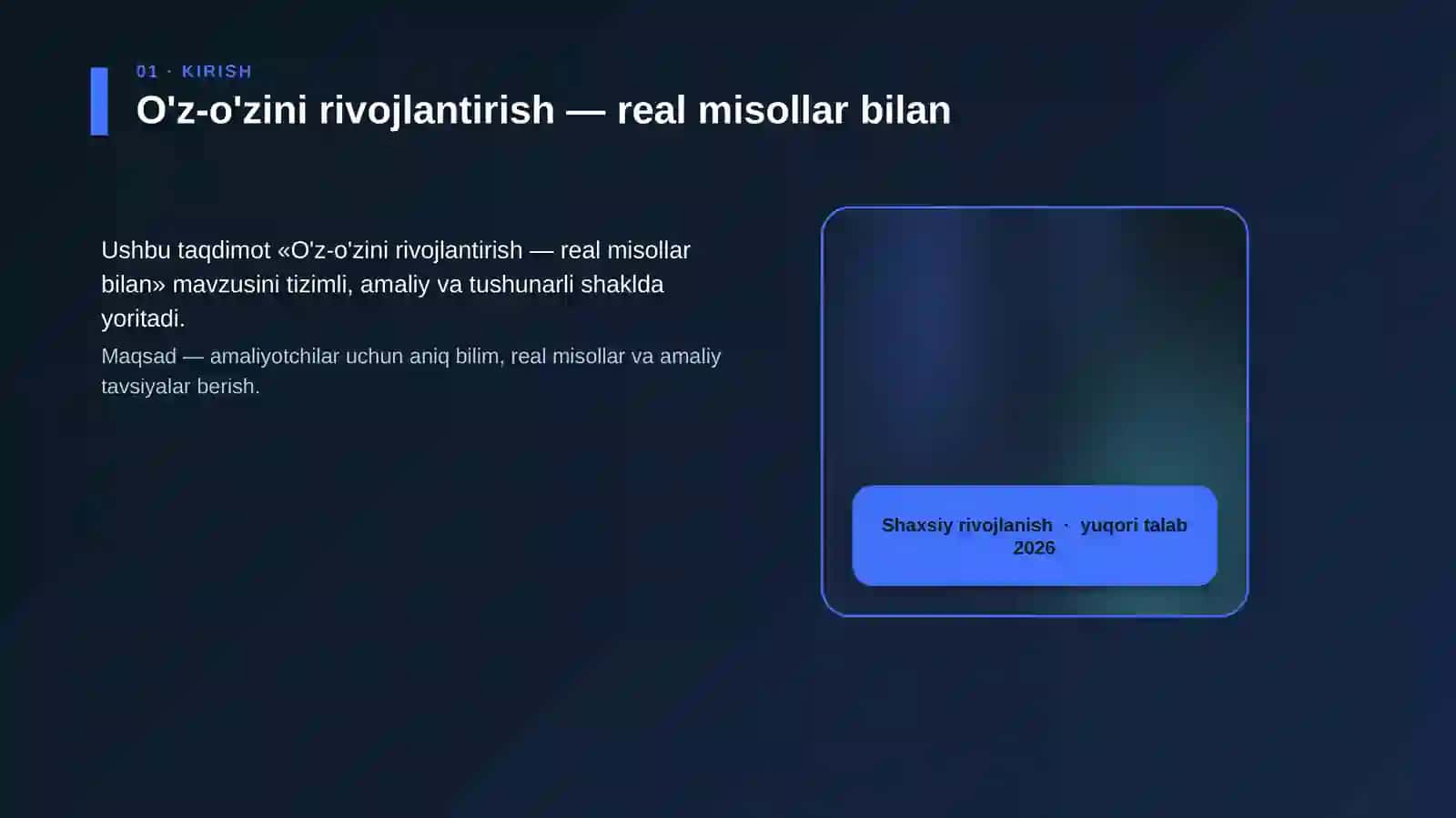 O'z-o'zini rivojlantirish — real misollar bilan 4