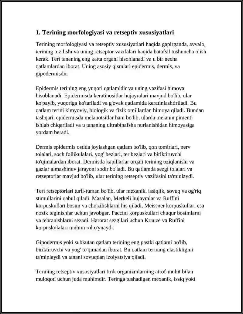 ANALIZATOR SISTEMALARINING FIZIOLOGIYASI, TERI RETSEPSIYASI 4