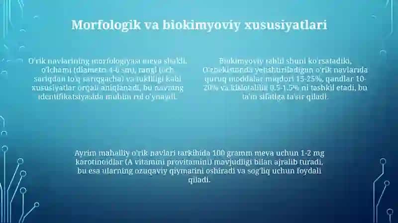 O'zbekistonda yetishtiriladigan o'rik navlariga tasnif 4