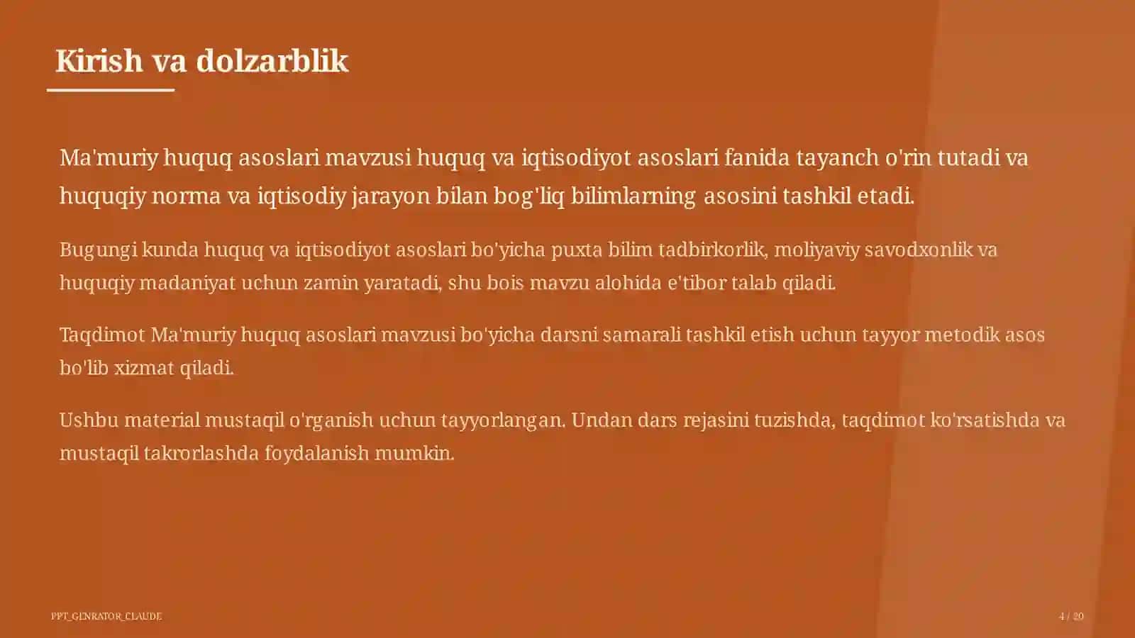Ma'muriy huquq asoslari (10-sinf) 4