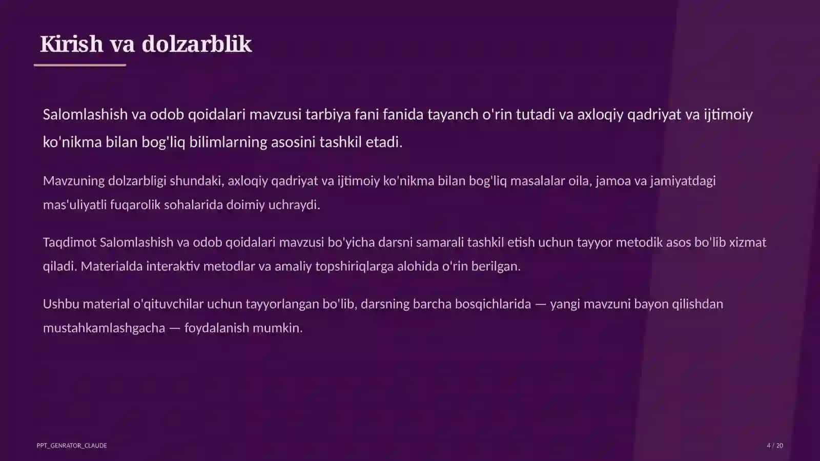 Salomlashish va odob qoidalari (1-sinf) 4