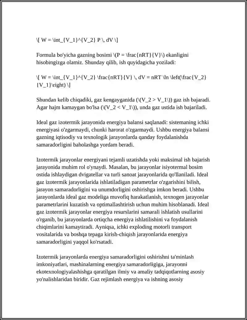 GAZLARDAGI ISH VA ISSIQLIK - PARAMETRLAR O'ZGARISHINING ENERGETIK TAHLILI 4