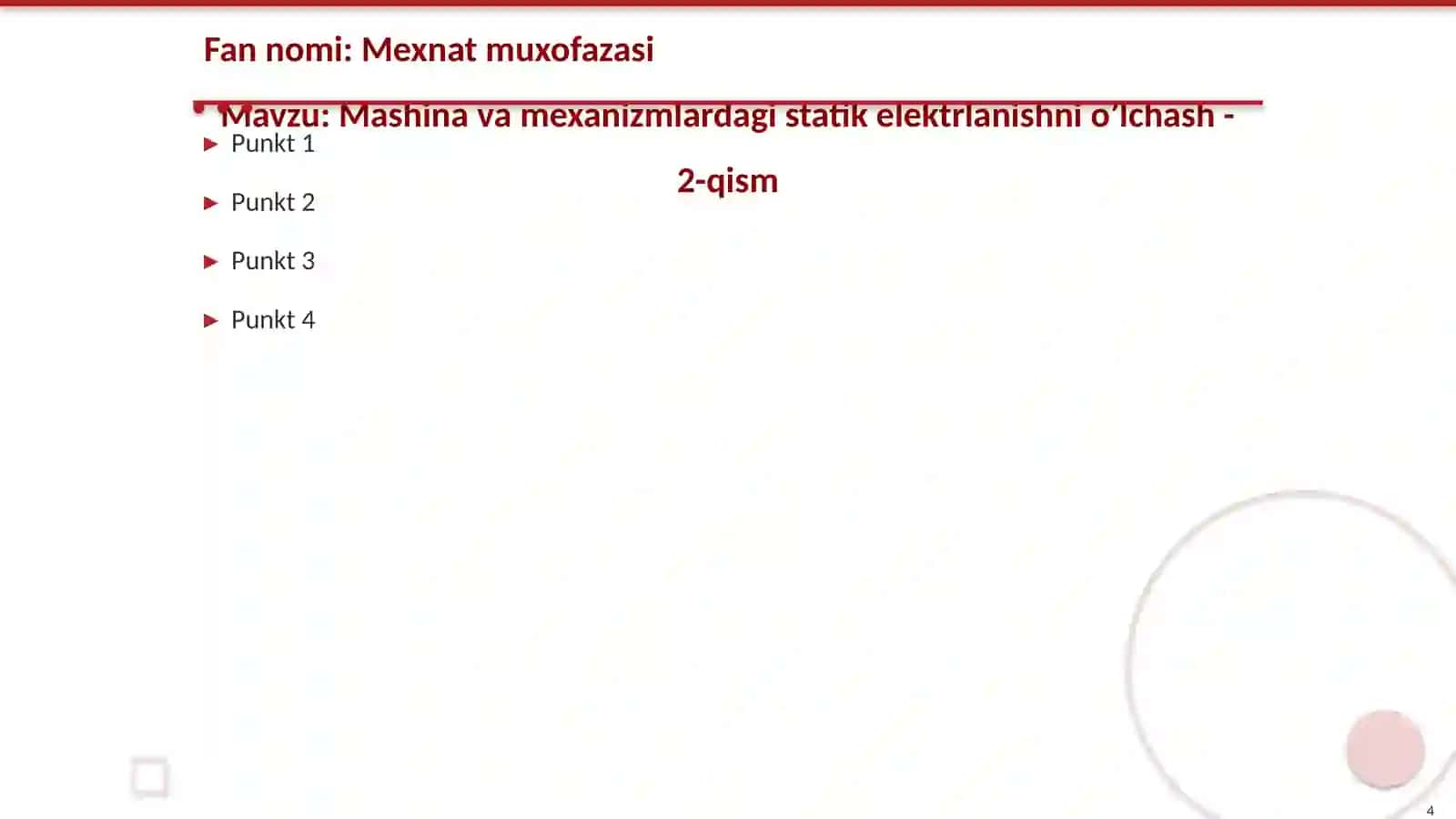 Mashina va mexanizmlardagi statik elektrlanishni o’lchash 4