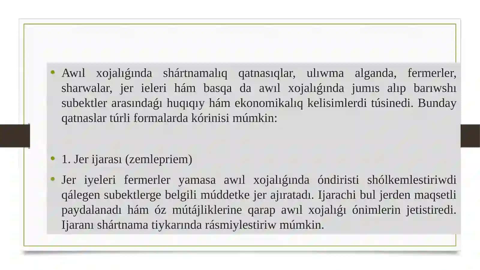 Awıl xojalıǵında shártnamalıq qatnasıqlar 4