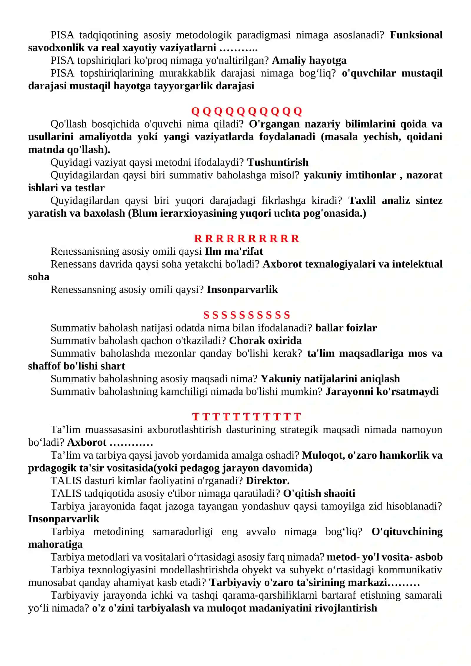 ПЕДАГОГИК МАХОРАТ (1-вариант 105-та савол-жавоб) 4