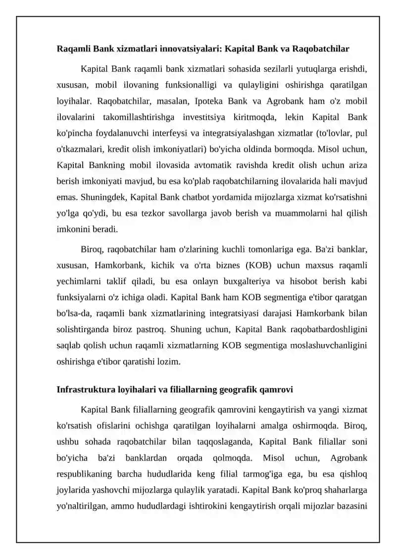 Kapital Bank loyihalarini raqobatchilar bilan taqqoslash 4