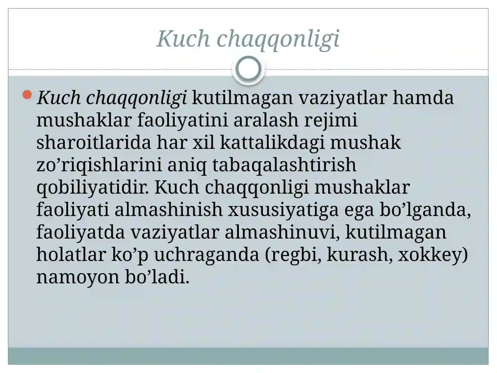 Kuch qobiliyatlarining rivojlanish darajasini va qobiliyatlarini rivojlantirish vositalari 4